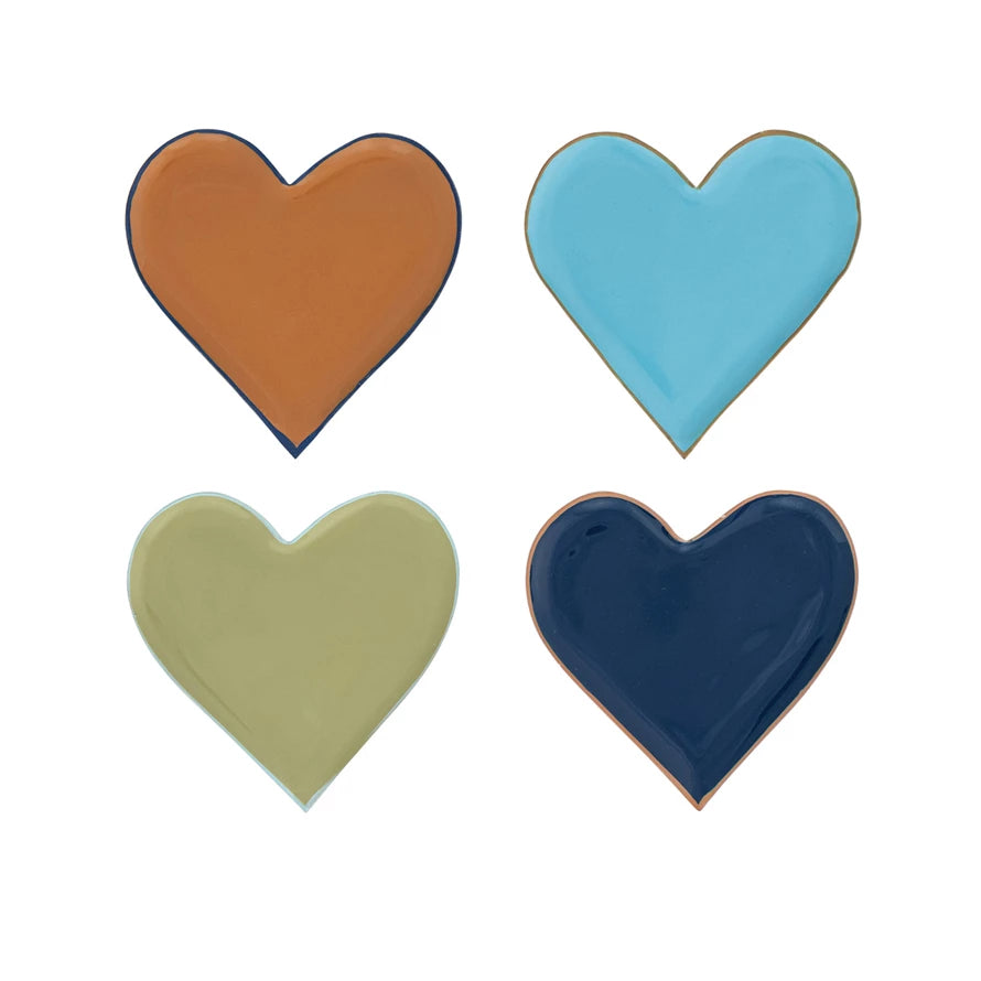 Enameled Metal Heart Tray