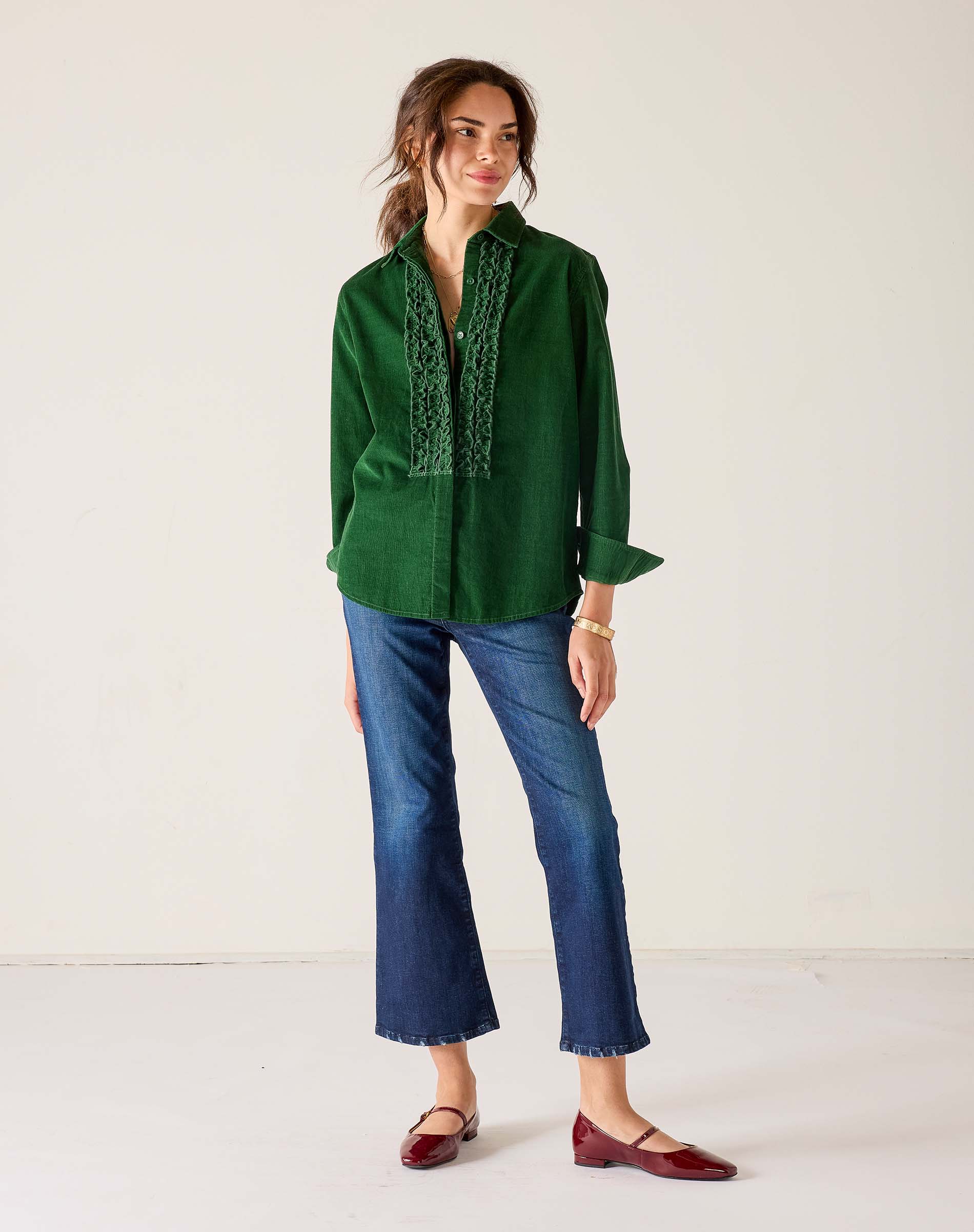 Tuxedo Ruffle Baby Cord Shirt