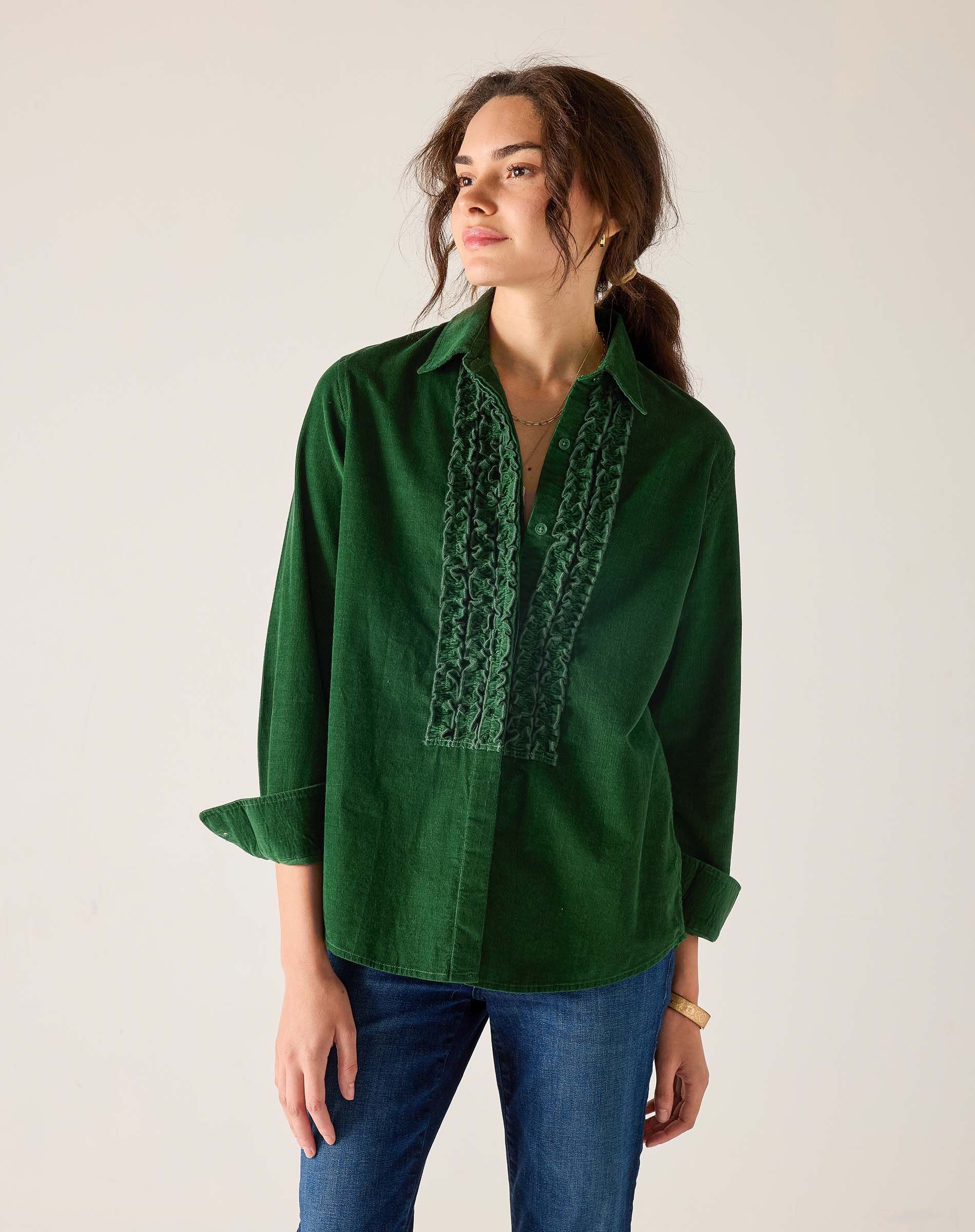 Tuxedo Ruffle Baby Cord Shirt