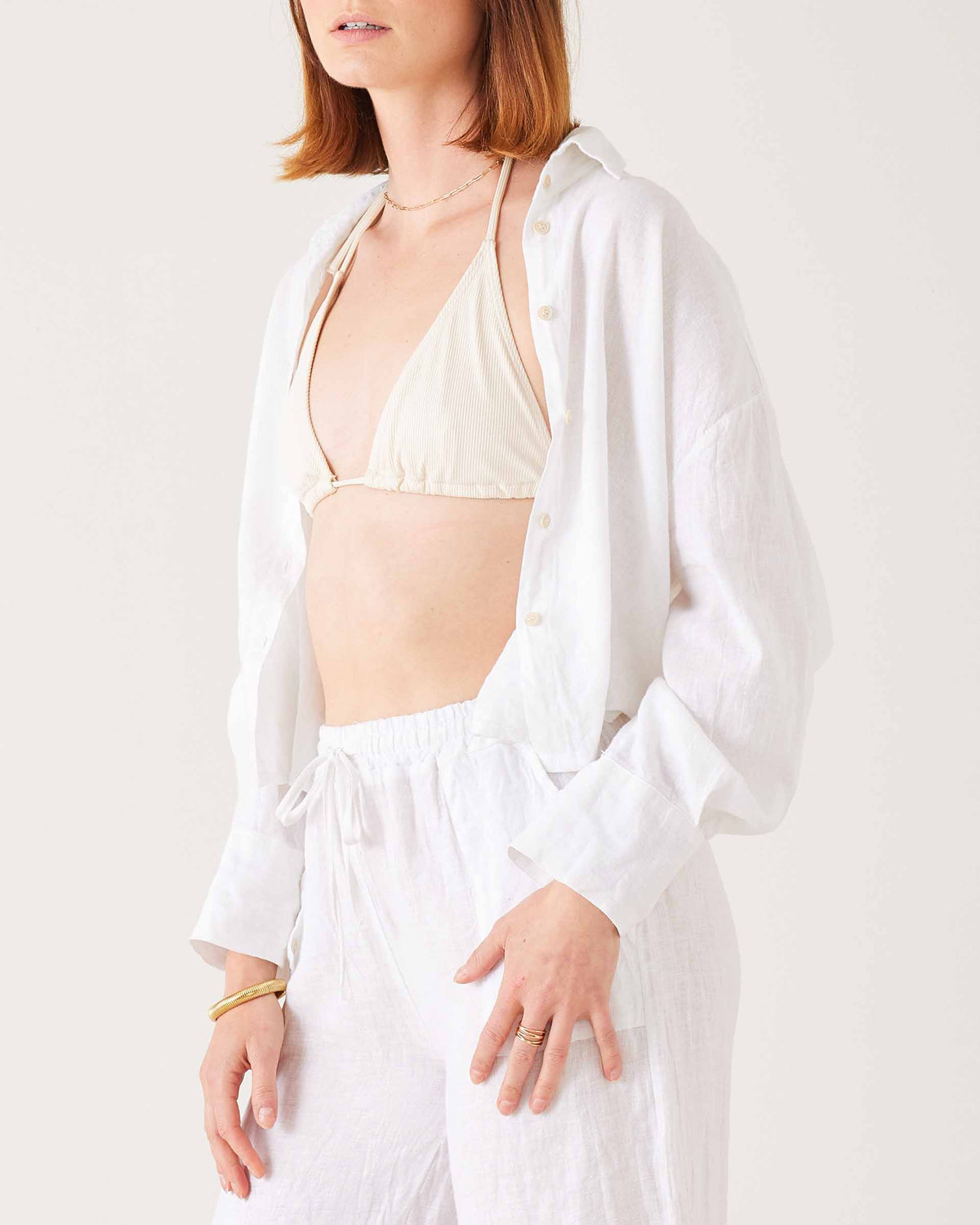 Hermosa Linen Boxy Button Up, view 6