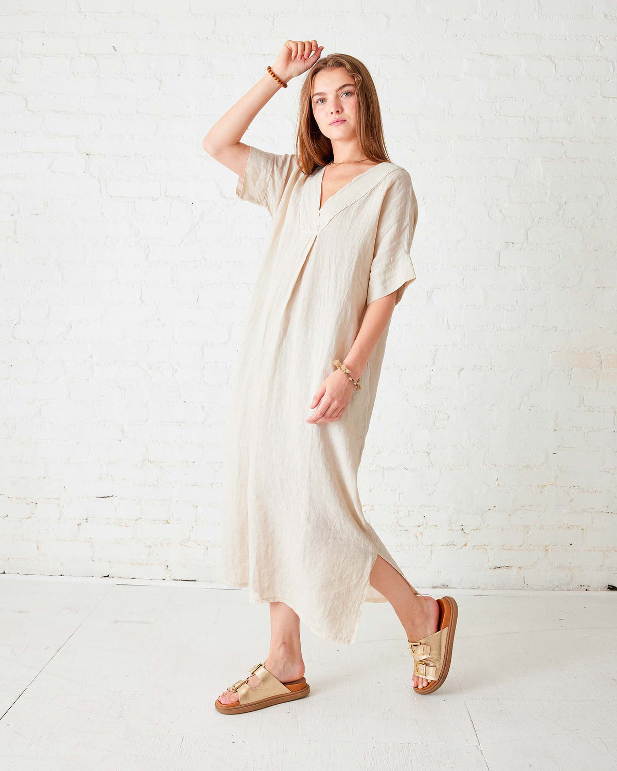 Provence Linen Kaftan Dress, view 2