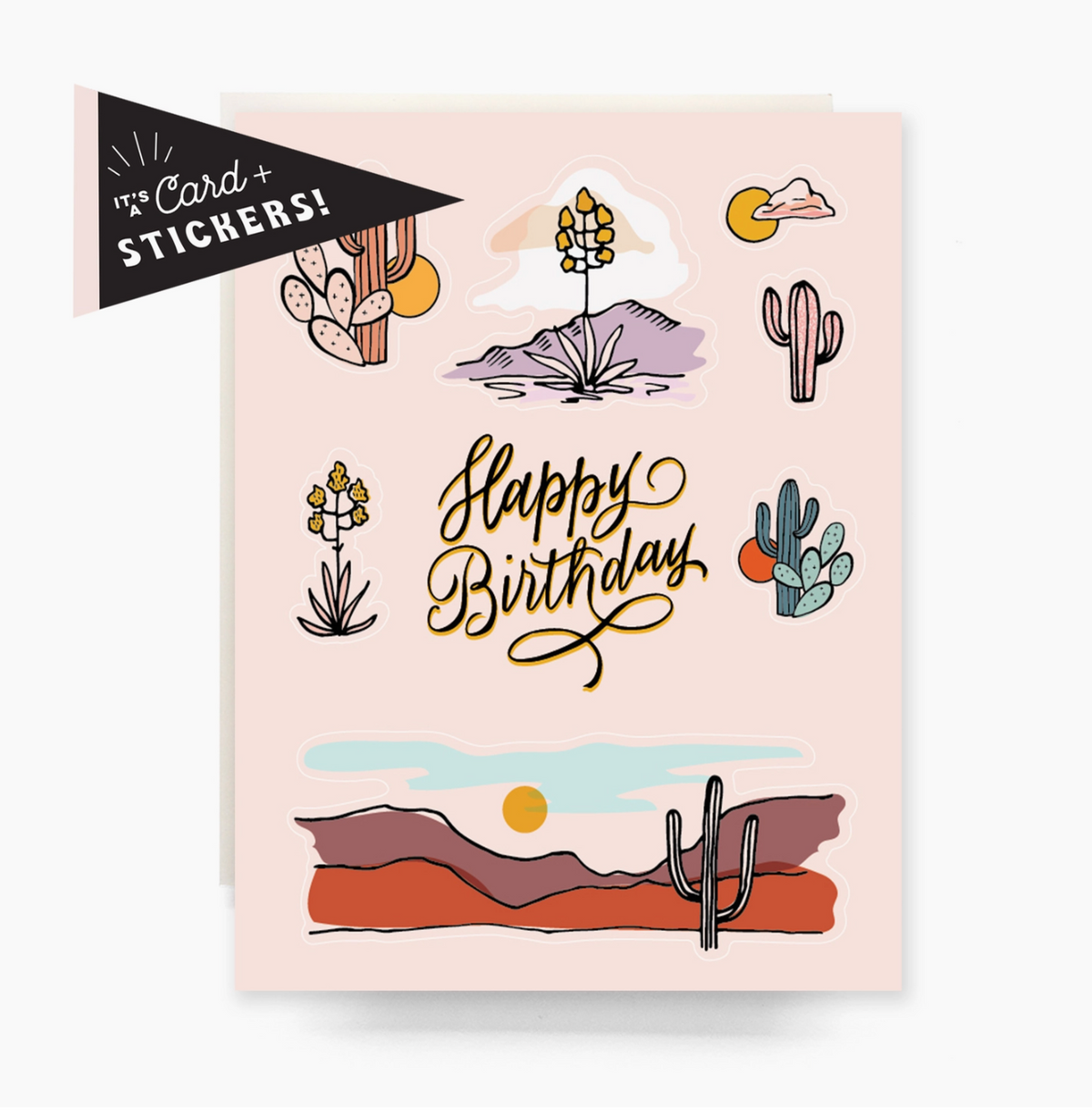 Peach Sticker Birthday Card
