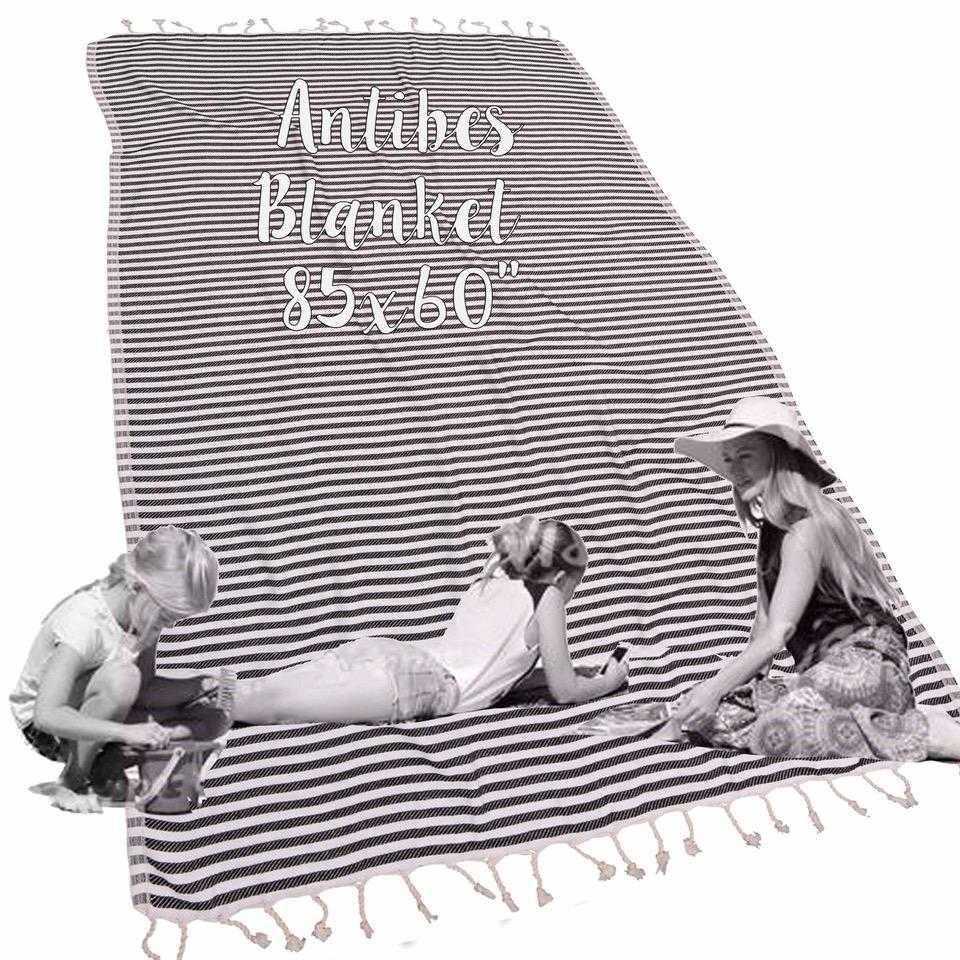 Antibes Striped Blanket - The Riviera Towel Company