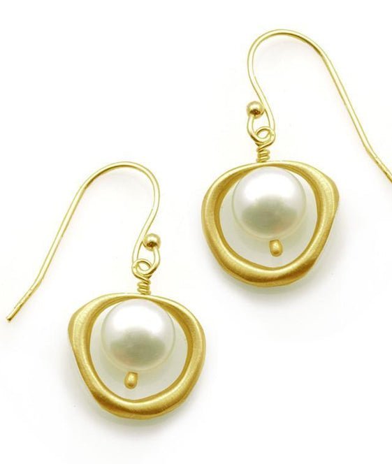 Circle Large Organic Pearl Earrings