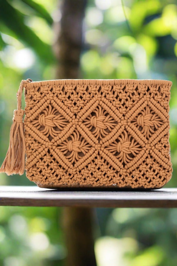 Crochet Clutch Tassel Bag - The Riviera Towel Company