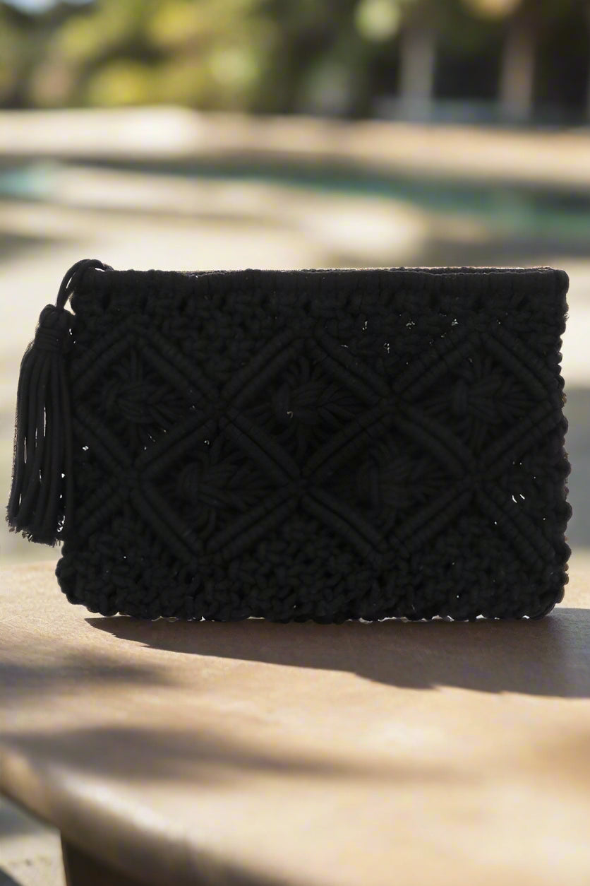 Crochet Clutch Tassel Bag