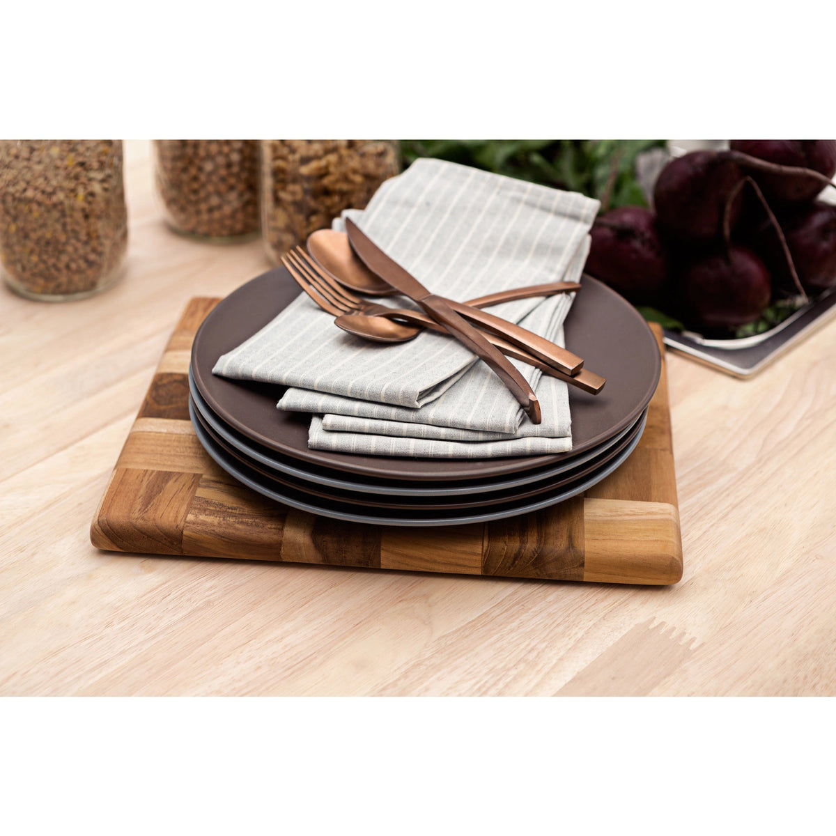Grey Striped Cotton Napkin - Set of 4 - The Riviera Towel Company