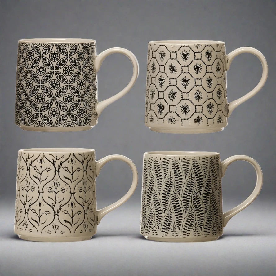 Hand-Stamped Mug with Pattern - The Riviera Towel Company