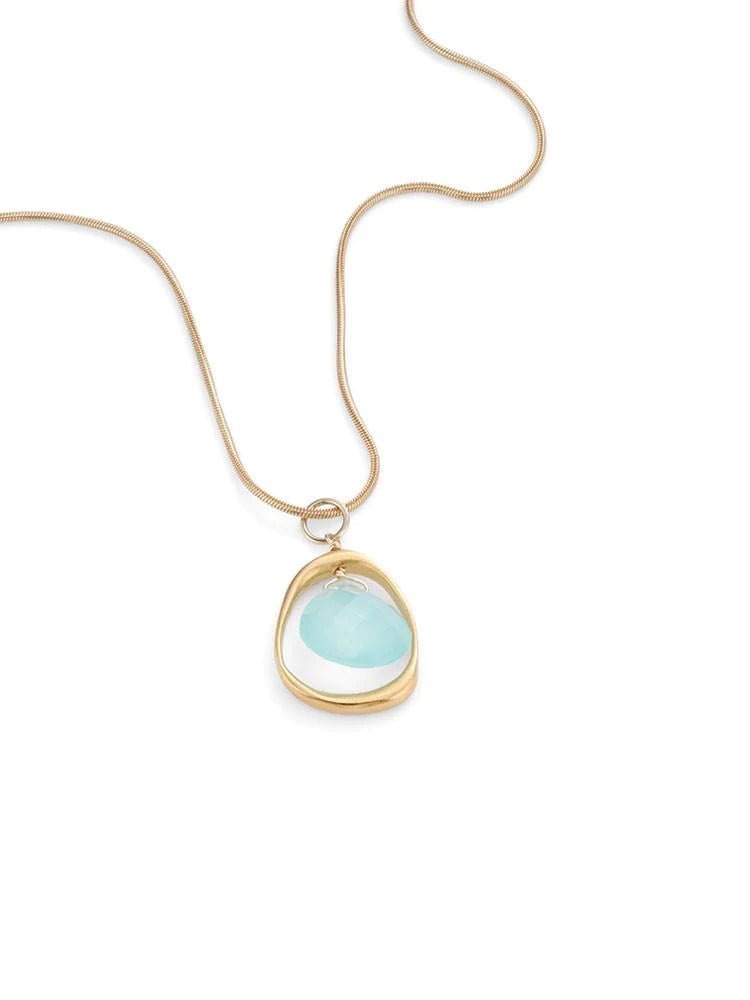 Open Circle with Chalcedony Necklace - The Riviera Towel Company