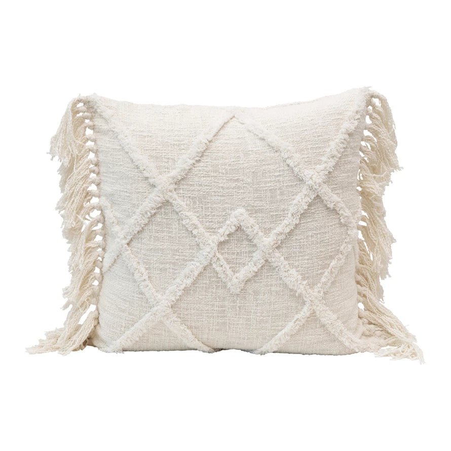 Pillow w/ Tufted Pattern & Fringe - The Riviera Towel Company