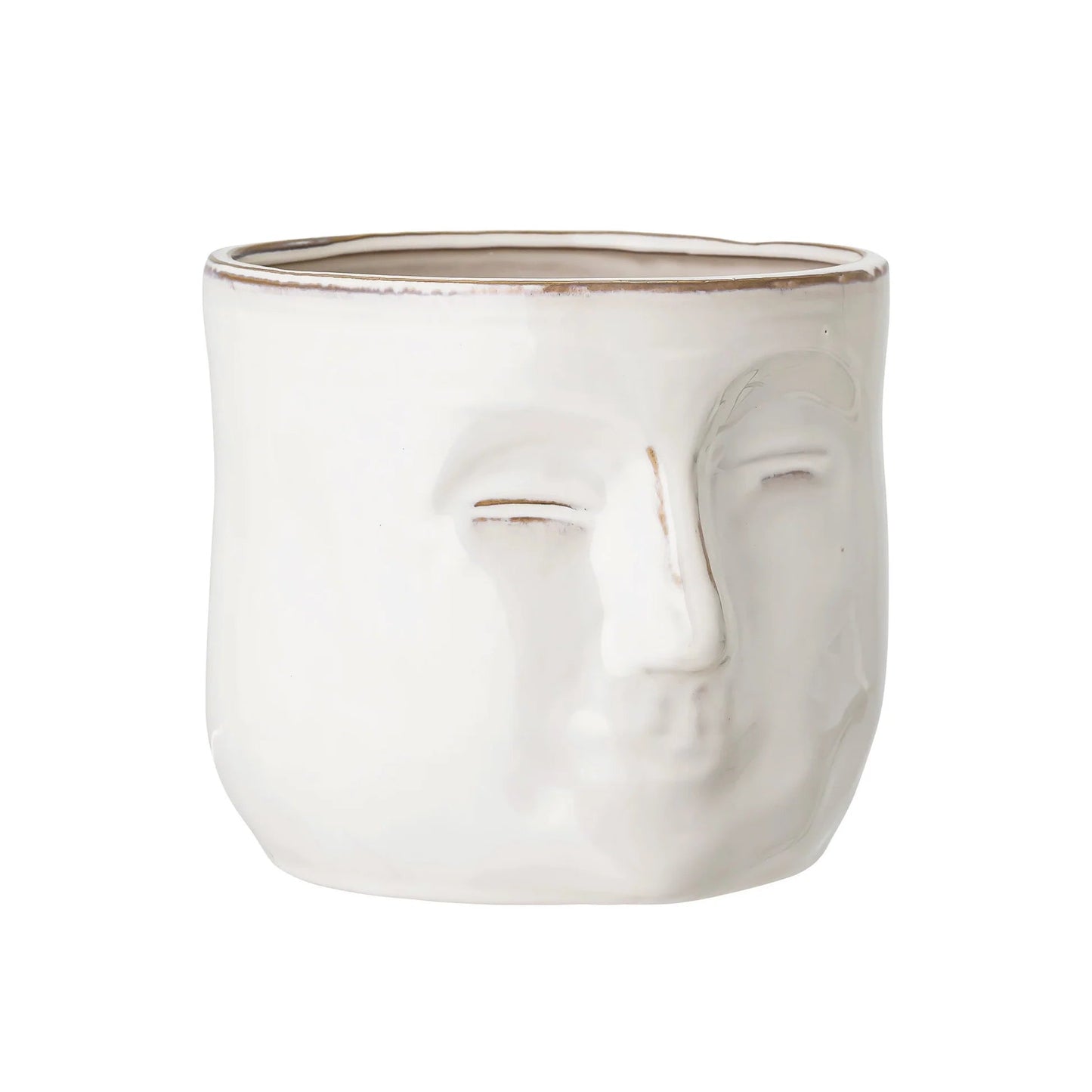 Round Stoneware Pot w/ Face - The Riviera Towel Company