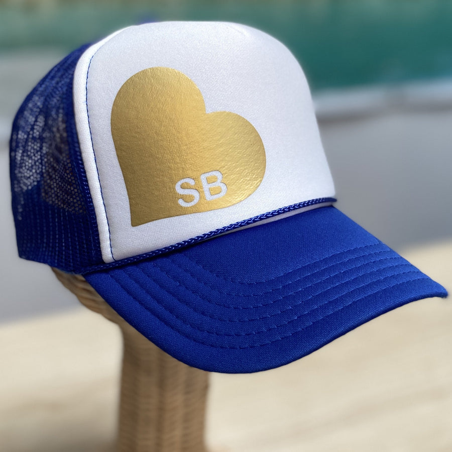 Santa Barbara Heart Trucker Hat - The Riviera Towel Company, styled
