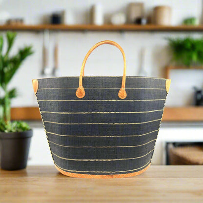 Santa Cruz Pin Stripes Straw Bag - The Riviera Towel Company