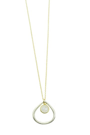 Small Open Drop w. Moonstone Necklace - The Riviera Towel Company