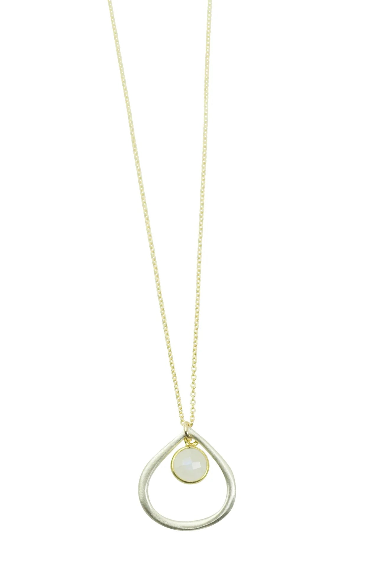 Small Open Drop w. Moonstone Necklace - The Riviera Towel Company