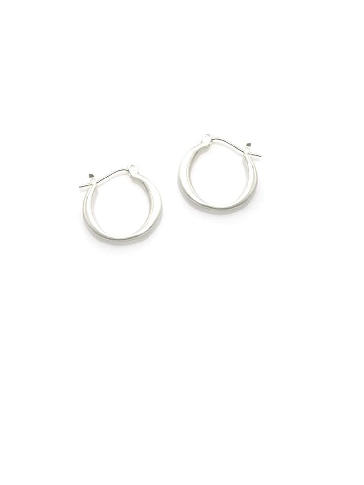 Small Round Hoop Silver Earrings - The Riviera Towel Company