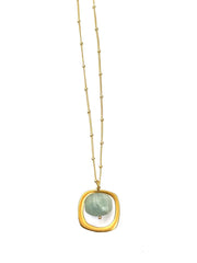 square w. aqua necklace - The Riviera Towel Company