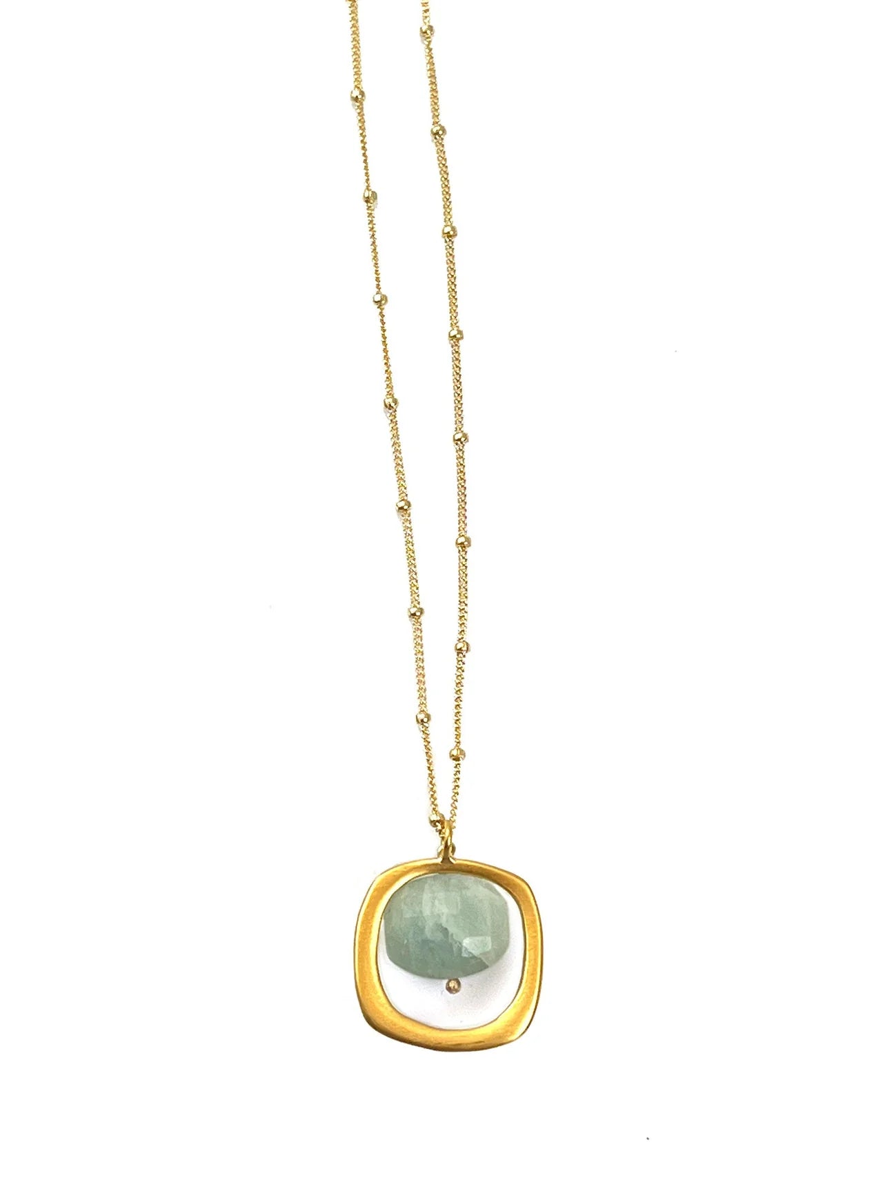 square w. aqua necklace - The Riviera Towel Company