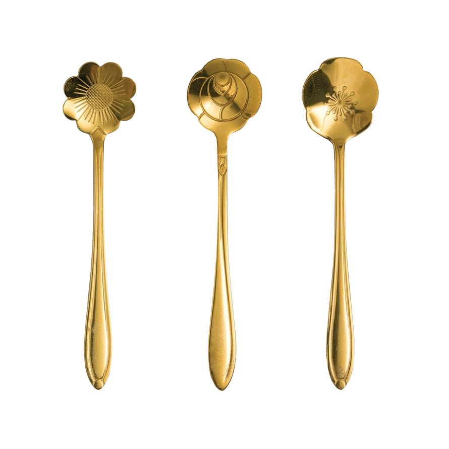 Stainless Steel Flower Shaped Spoons, Set of 3 - The Riviera Towel Company