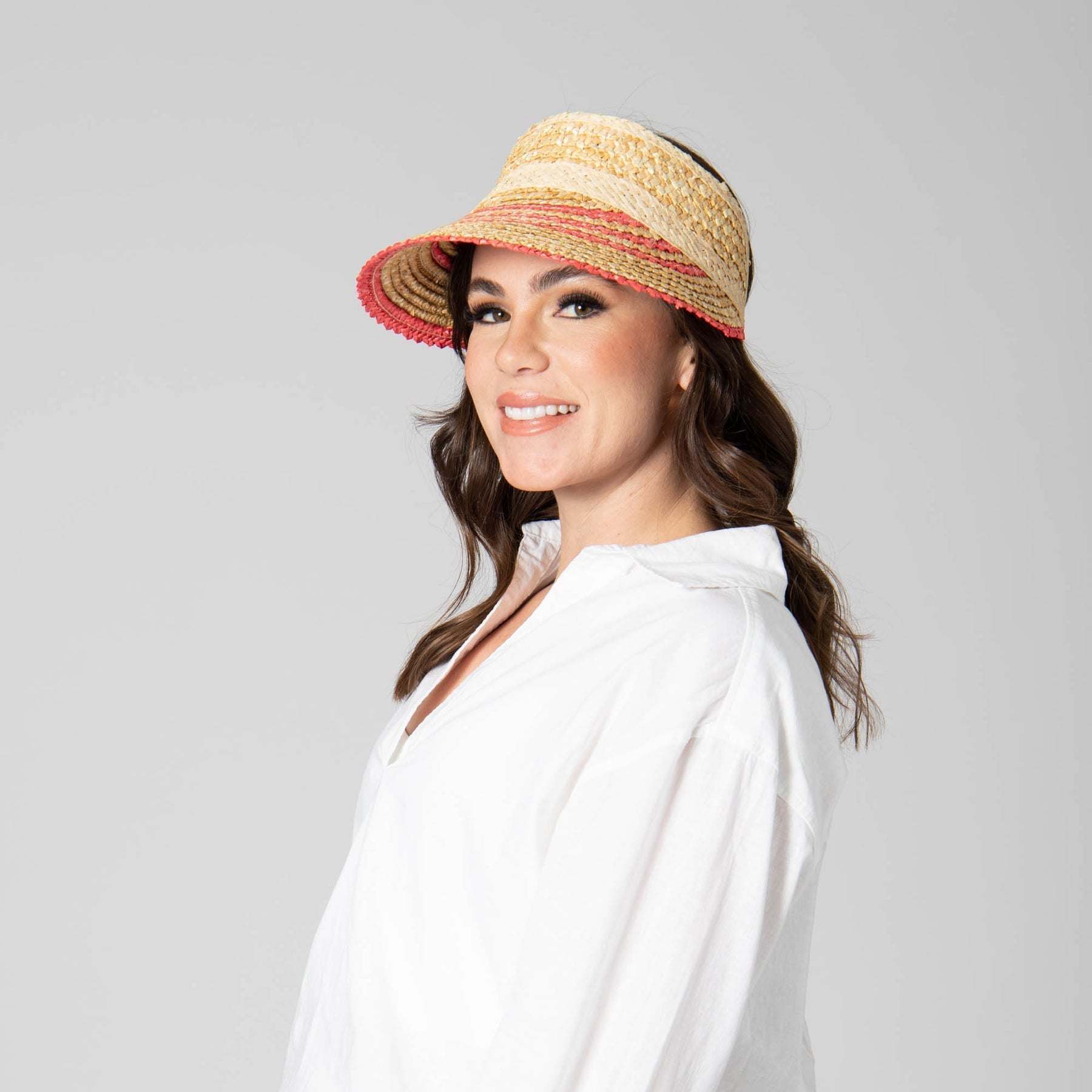 Weekend Getaway Visor With Stripe - The Riviera Towel Company