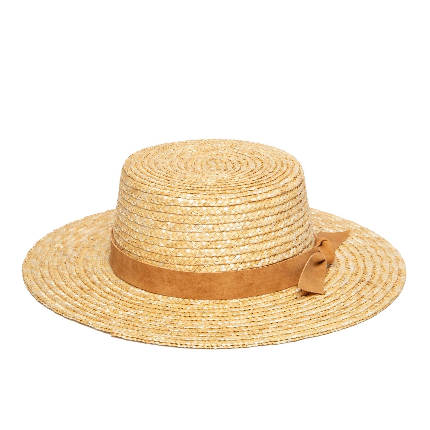 Wheat Straw Boater with faux band - The Riviera Towel Company