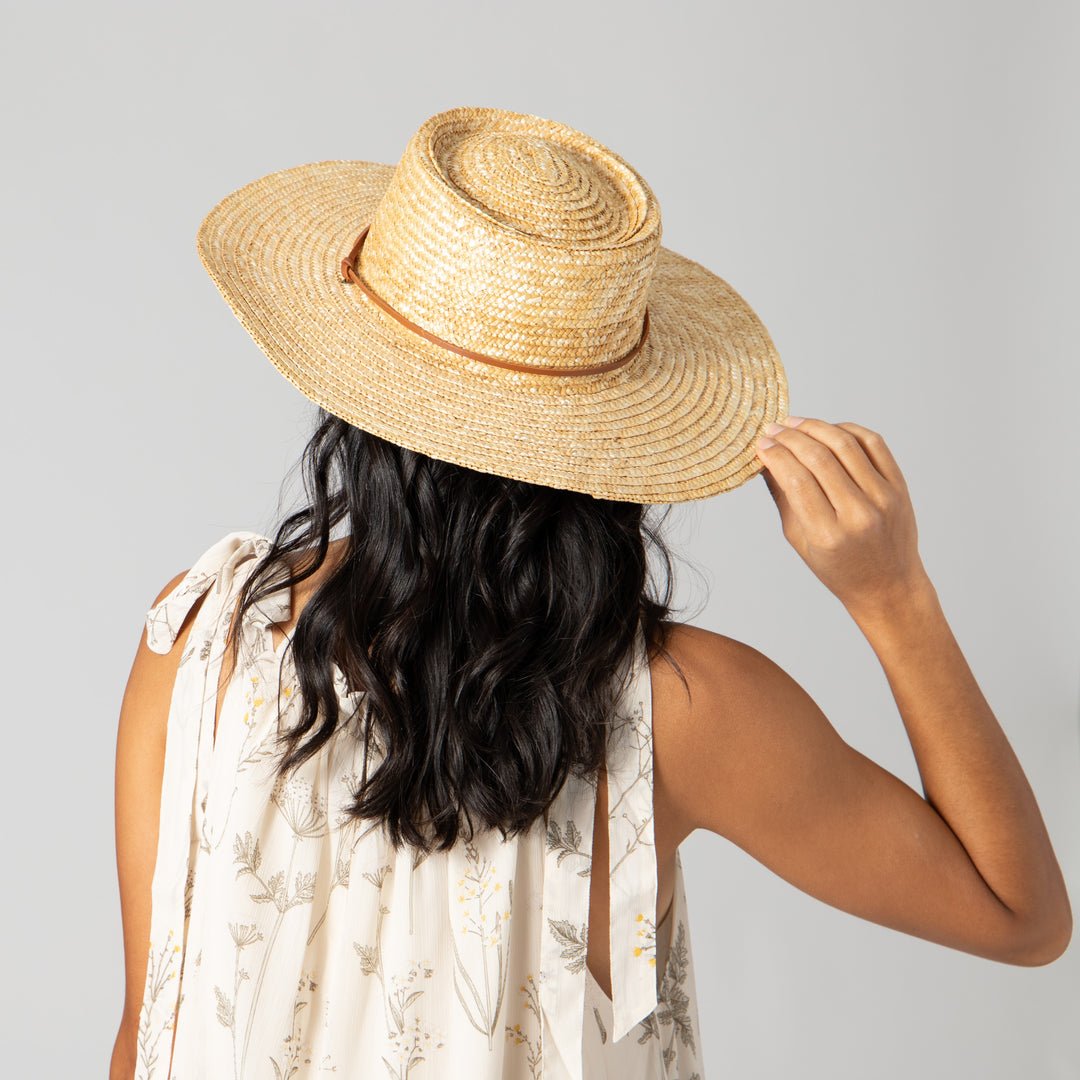 Wheat Straw Hat with Leather Chin Cord - The Riviera Towel Company