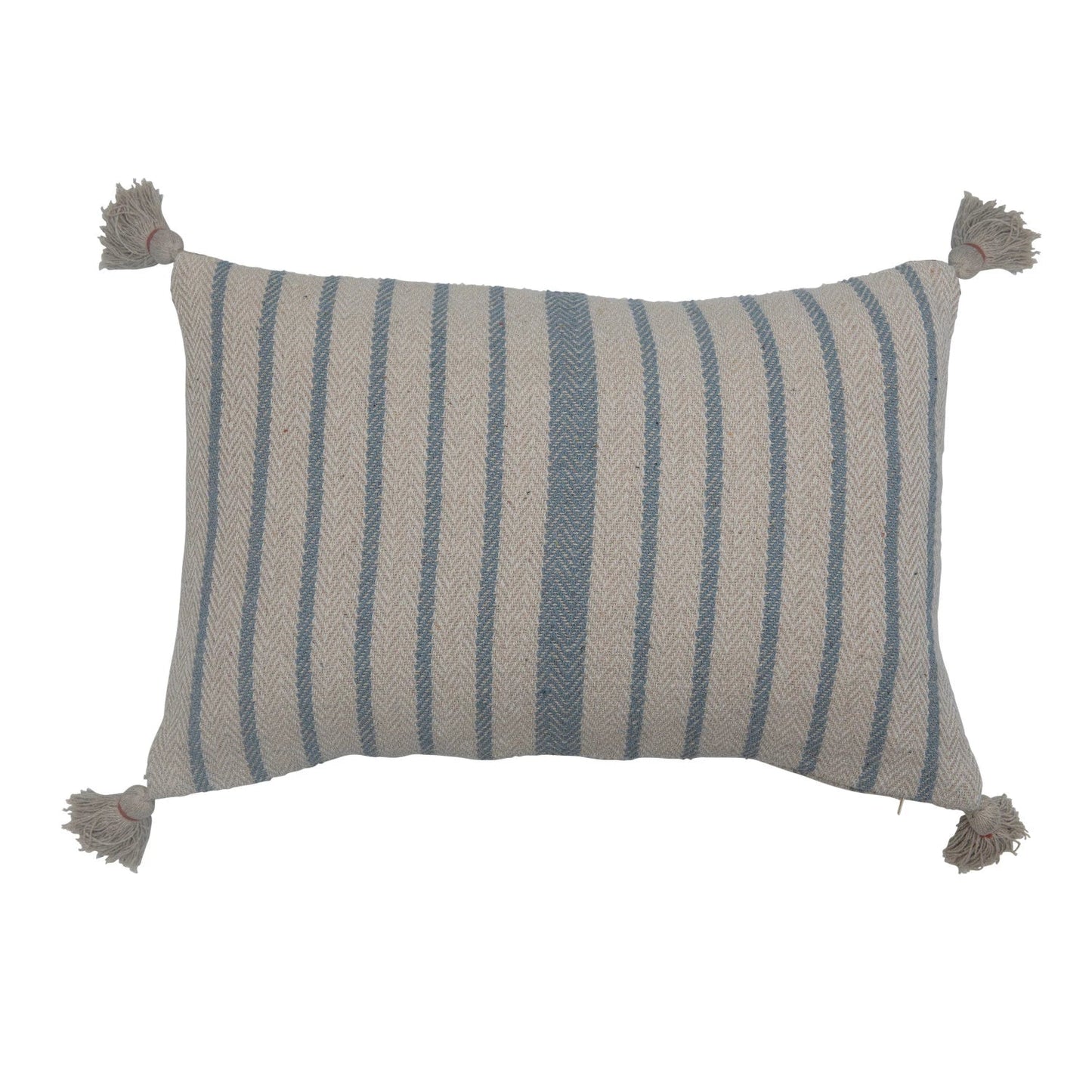Woven Recycled Cotton Blend Lumbar Pillow & Tassels - The Riviera Towel Company