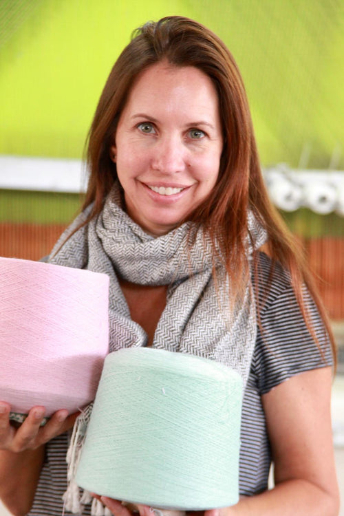 Bobbins of cotton yarn in soft pastel colors