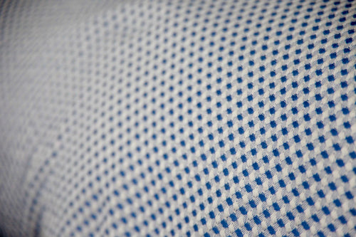 Close-up of a blue diamond weave