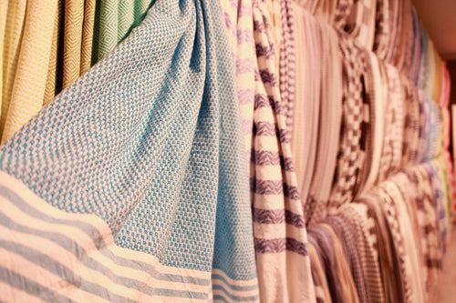 Close-up of woven Turkish towel textures